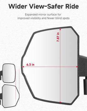 KEMIMOTO mirror next to ruler showing adjustable extension range
