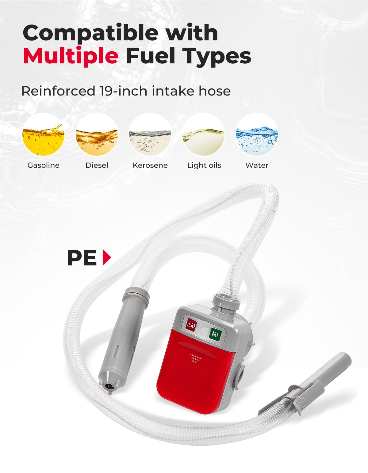 KEMIMOTO pump next to a 5-gallon can for scale showing lightweight 1.43 lb design