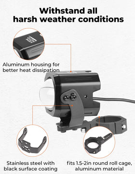 KEMIMOTO stainless U-bracket and aluminum housing showing durable weather resistance