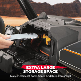 KEMIMOTO storage compartment open with gear illustrating organized storage