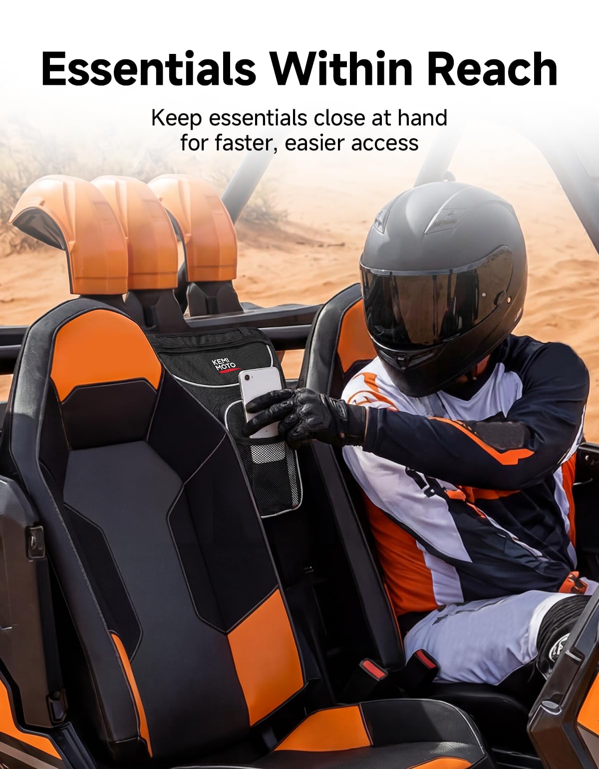 KEMIMOTO open center bag displaying organized storage for off-road essentials