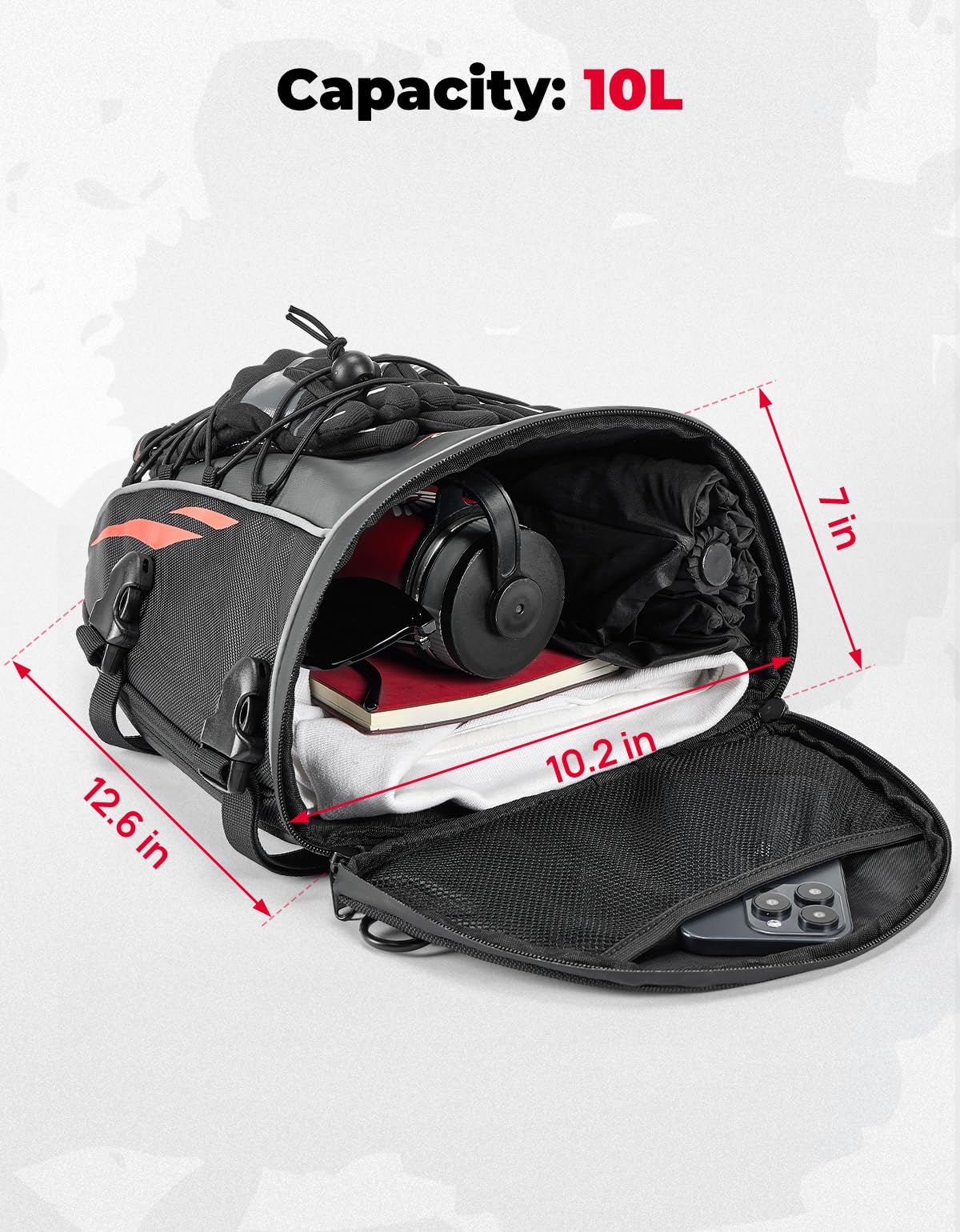 KEMIMOTO top zipper and handle close-up for quick grab convenience