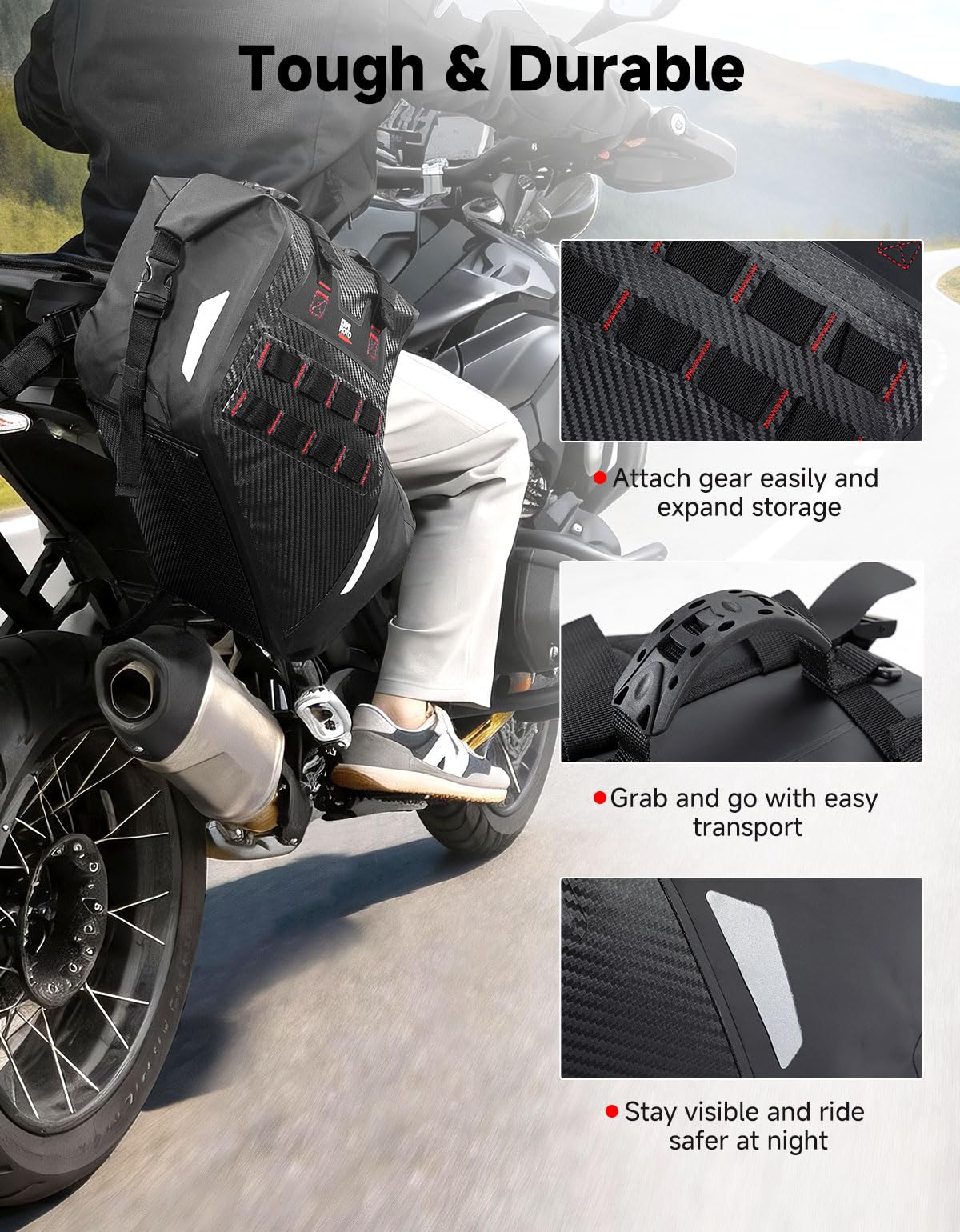 KEMIMOTO PVC texture close-up showing waterproof durability benefit