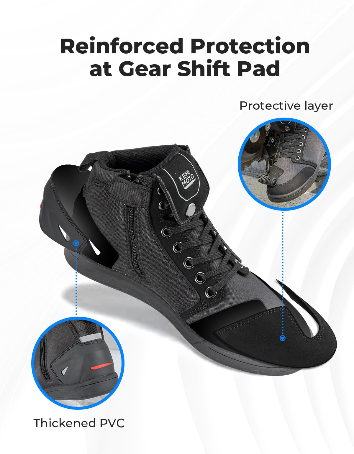KEMIMOTO detail of thick PVC heel protection for impact durability