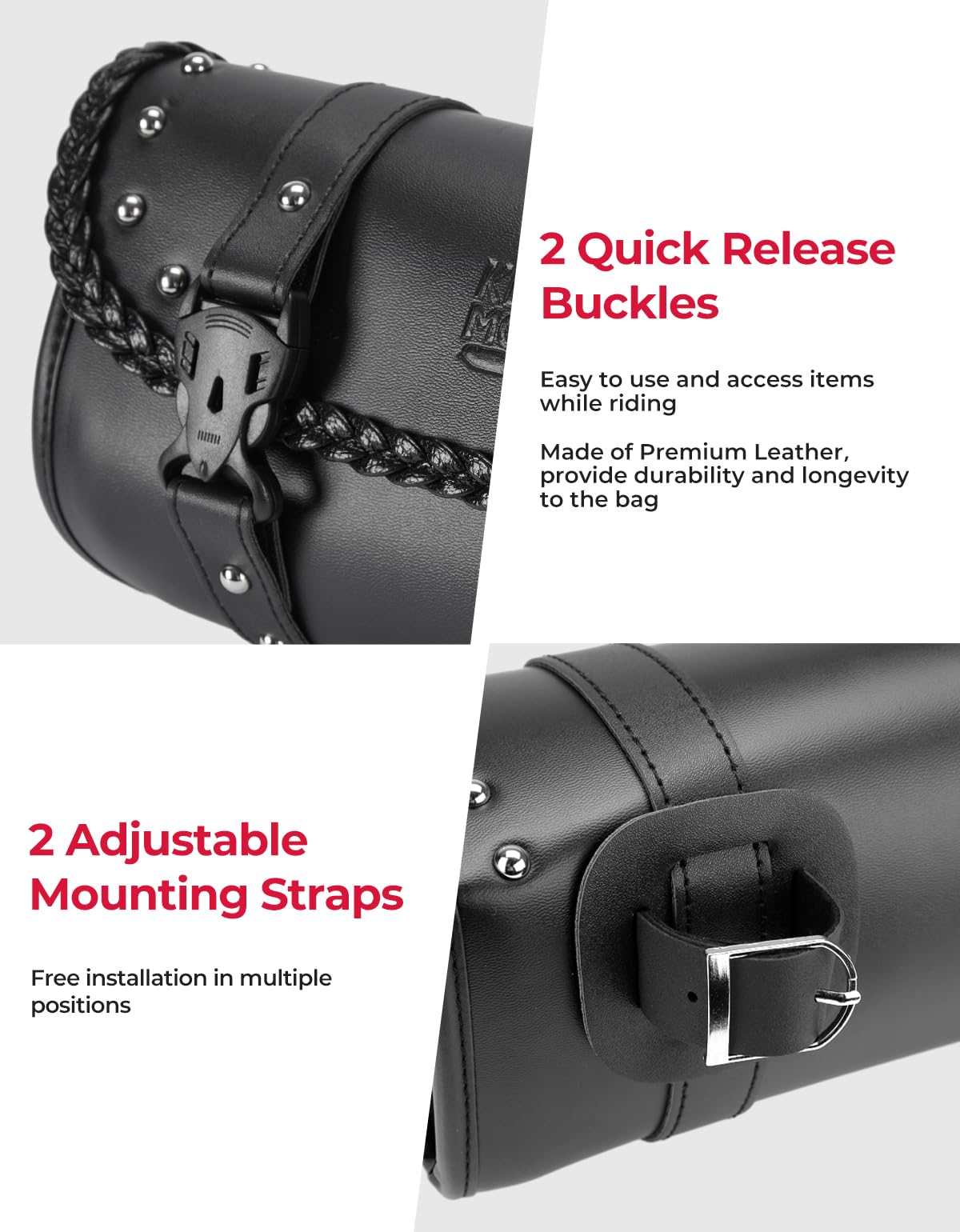 KEMIMOTO top open view with quick-release buckles for fast one-handed access