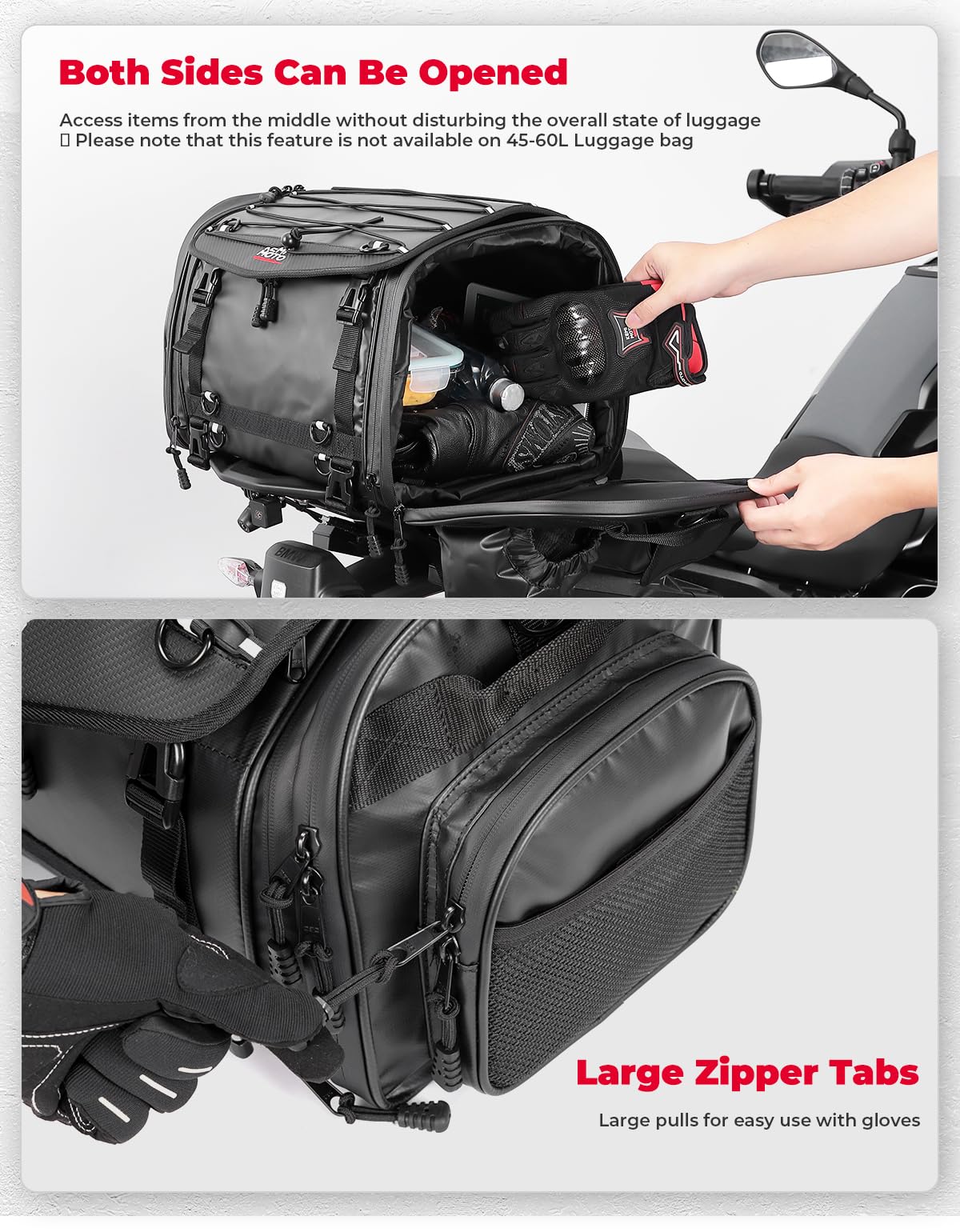 KEMIMOTO top open expanded interior with divider for organized packing