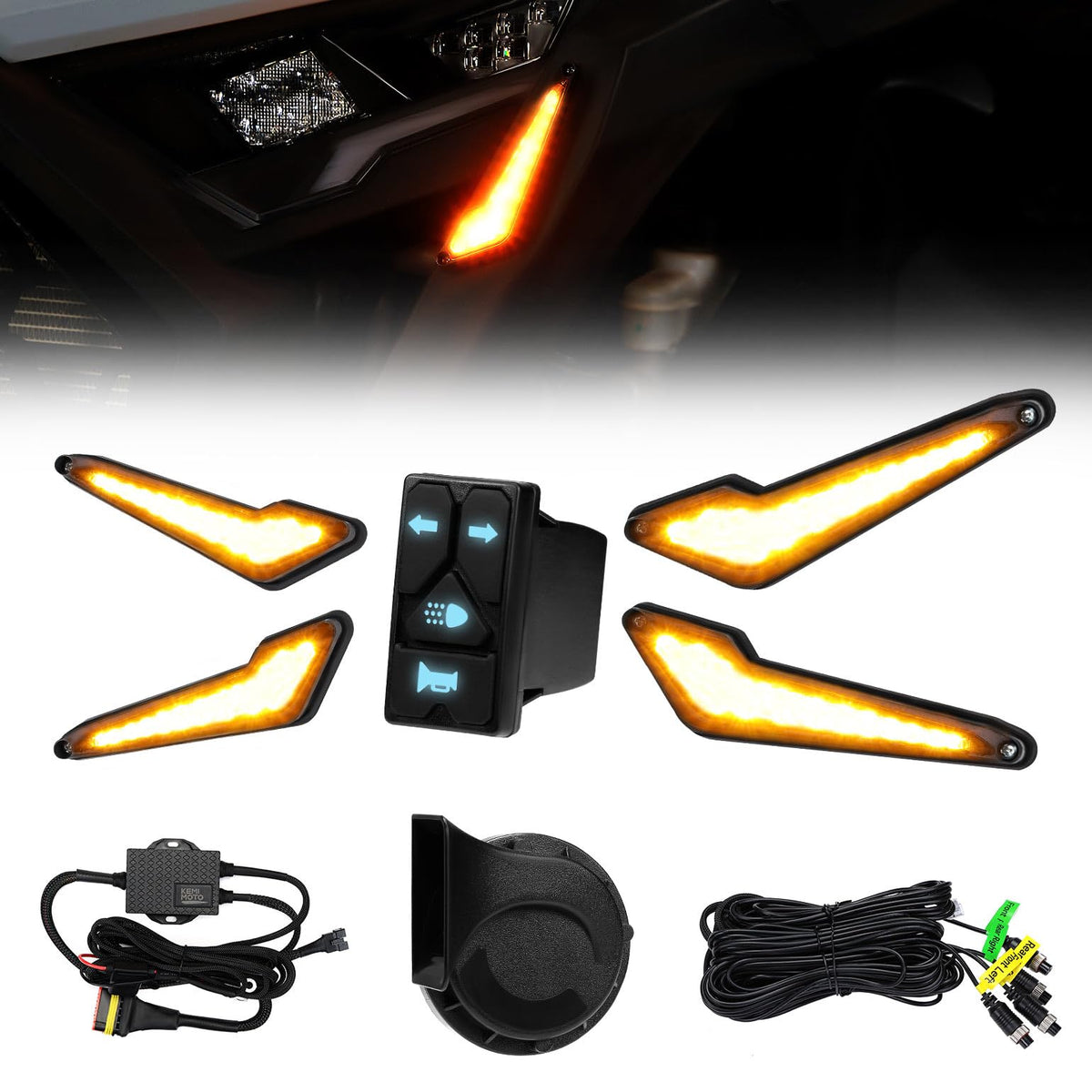 KEMIMOTO front triangle light showing bright DRL for improved daytime visibility