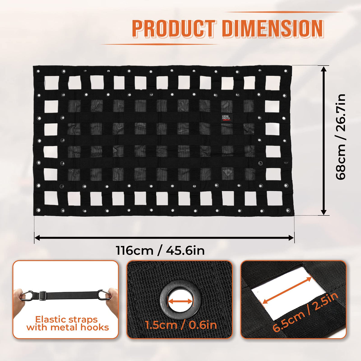 KEMIMOTO UV-coated mesh resisting sun exposure and fading