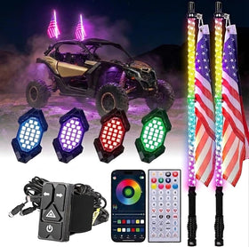 KEMIMOTO front view of LED whip lights showing height and brightness benefit