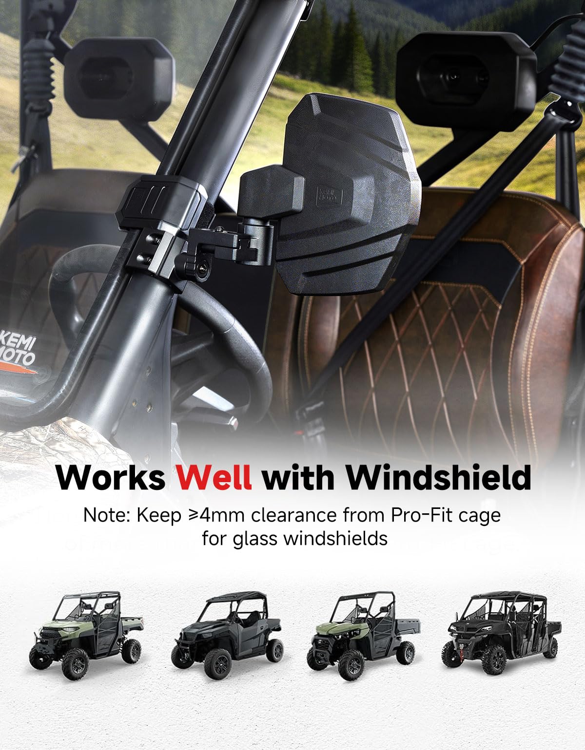 KEMIMOTO windshield clamp clearance showing fitment guidance benefit