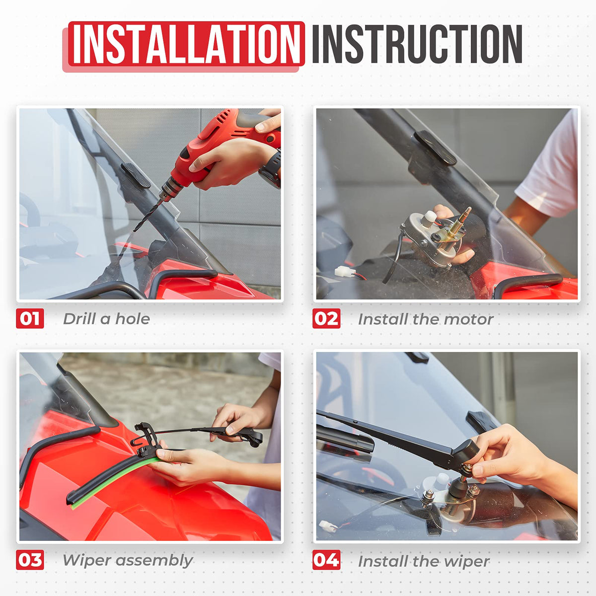 KEMIMOTO arm and 16 inch rubber blade detail for effective wiping