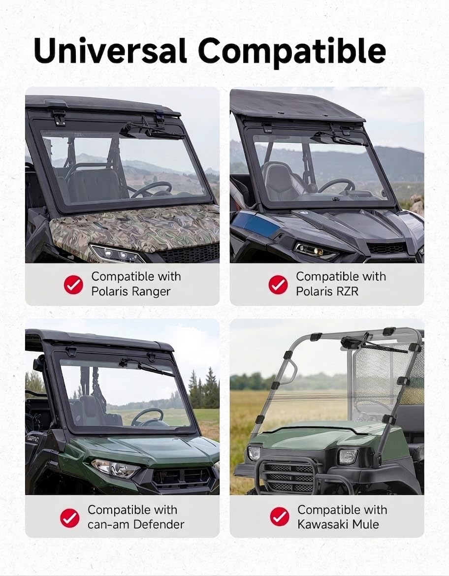 KEMIMOTO wiper clearing muddy windshield in trail conditions showing enhanced sightlines