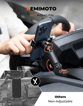 KEMIMOTO detail of angle joint showing 360-degree adjustability and locking