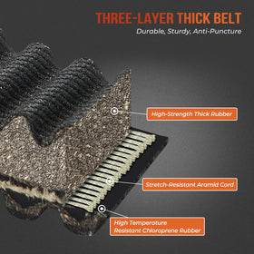KEMIMOTO close-up of belt teeth highlighting even contact and durability