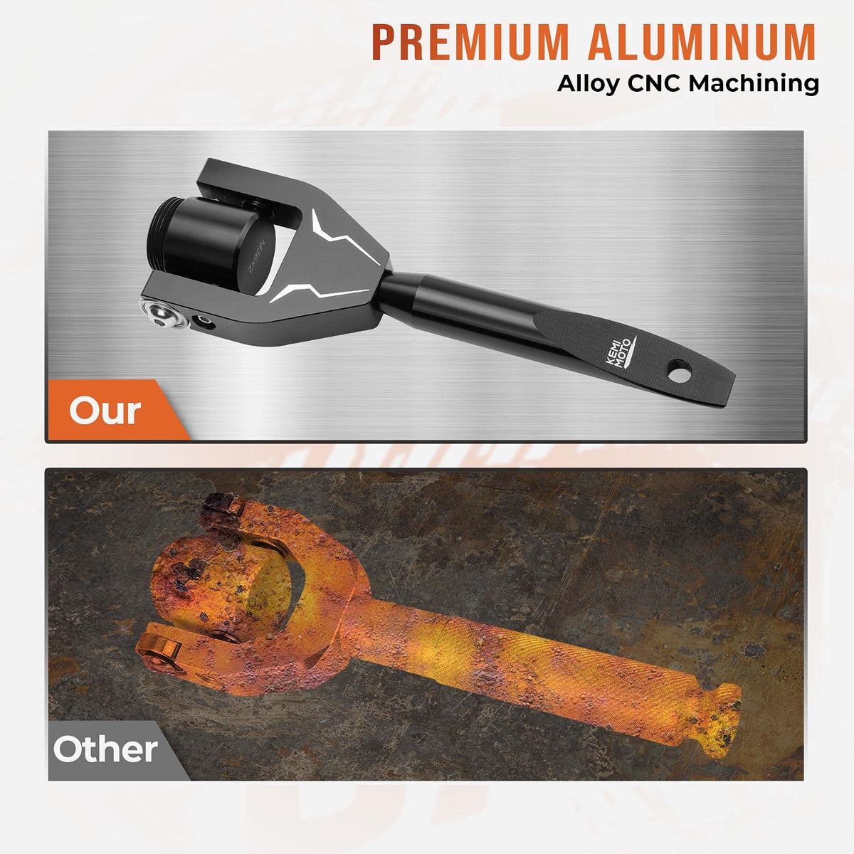 KEMIMOTO handle grip detail showing non-slip surface for safer operation
