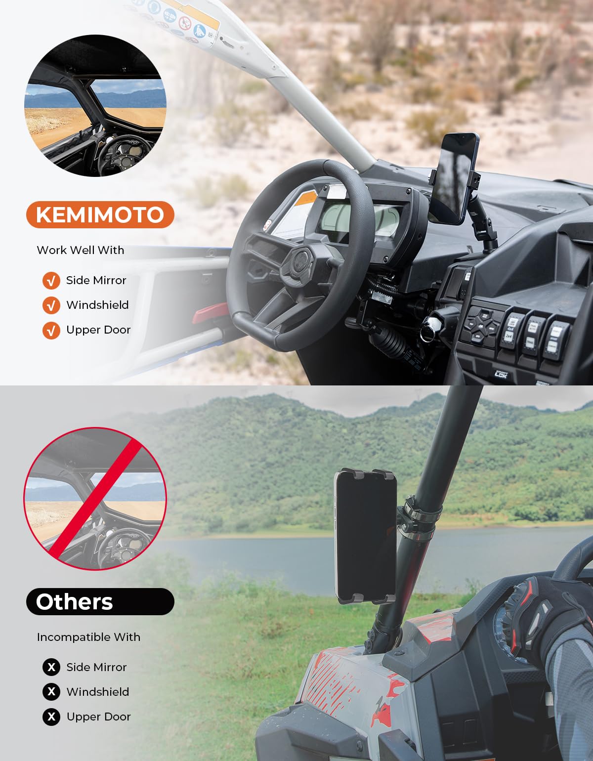 KEMIMOTO mounted on Can-Am X3 dashboard offering clear rider visibility