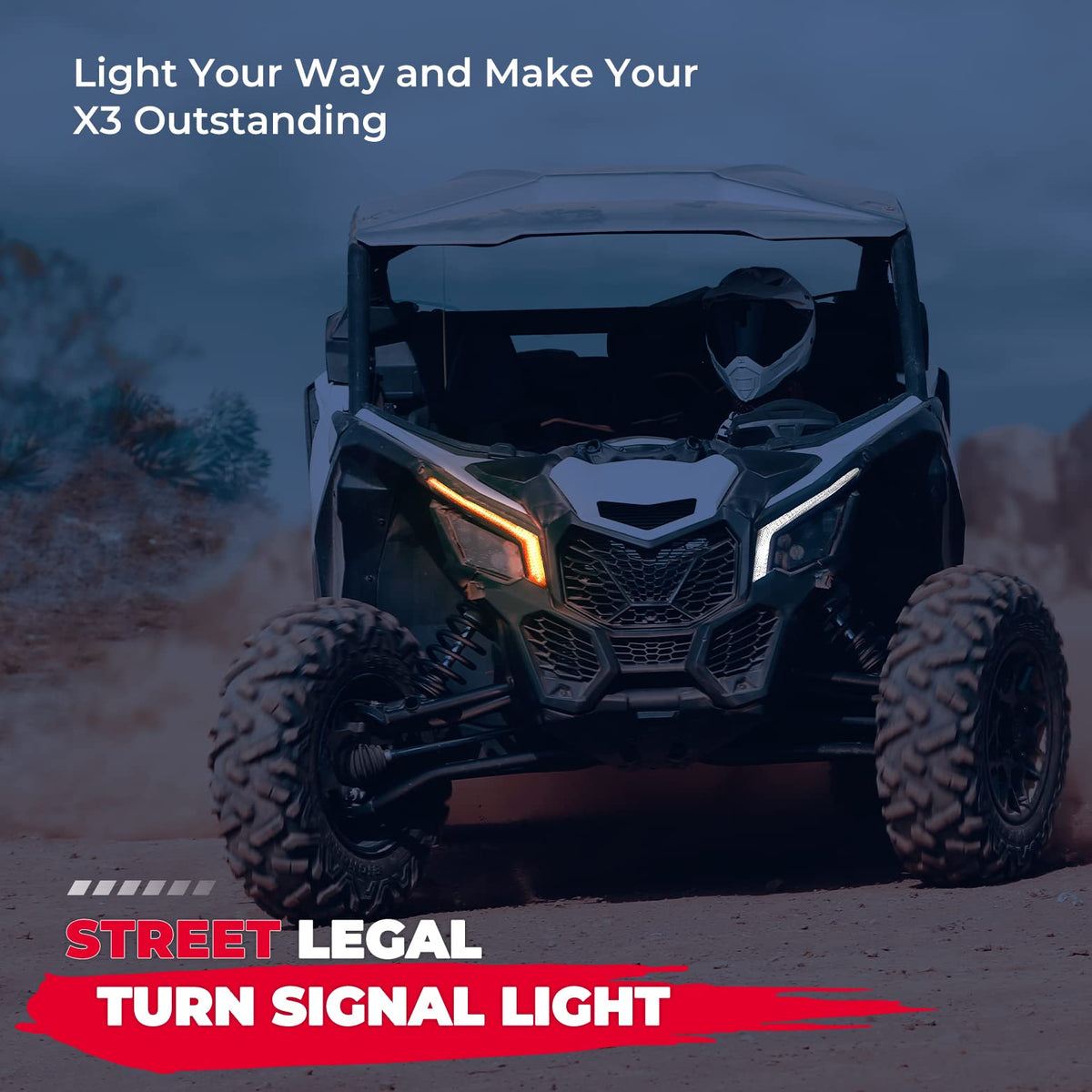 KEMIMOTO installed on Can Am X3 demonstrating upgraded lighting