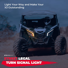 KEMIMOTO installed on Can Am X3 demonstrating upgraded lighting