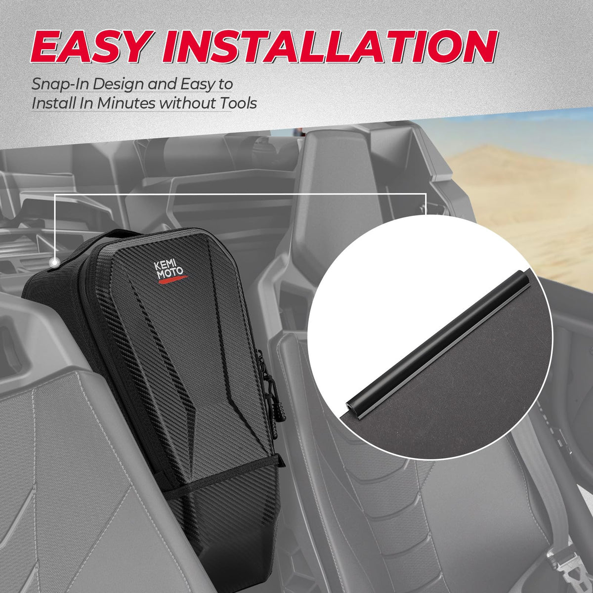 Kemimoto positioned on rear row of 4-door Maverick X3 showing correct fit benefit