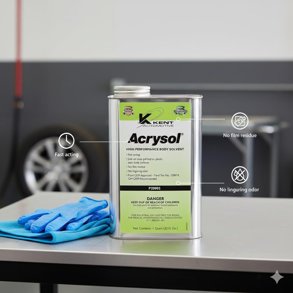 kent acrysol being wiped on car panel showing effective removal of wax and grease for better adhesion