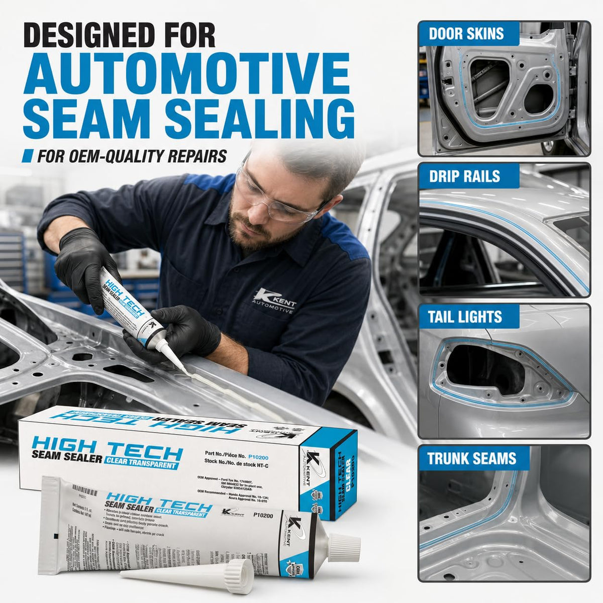 kent automotive sealer being applied to a door skin showing durable, paintable finish