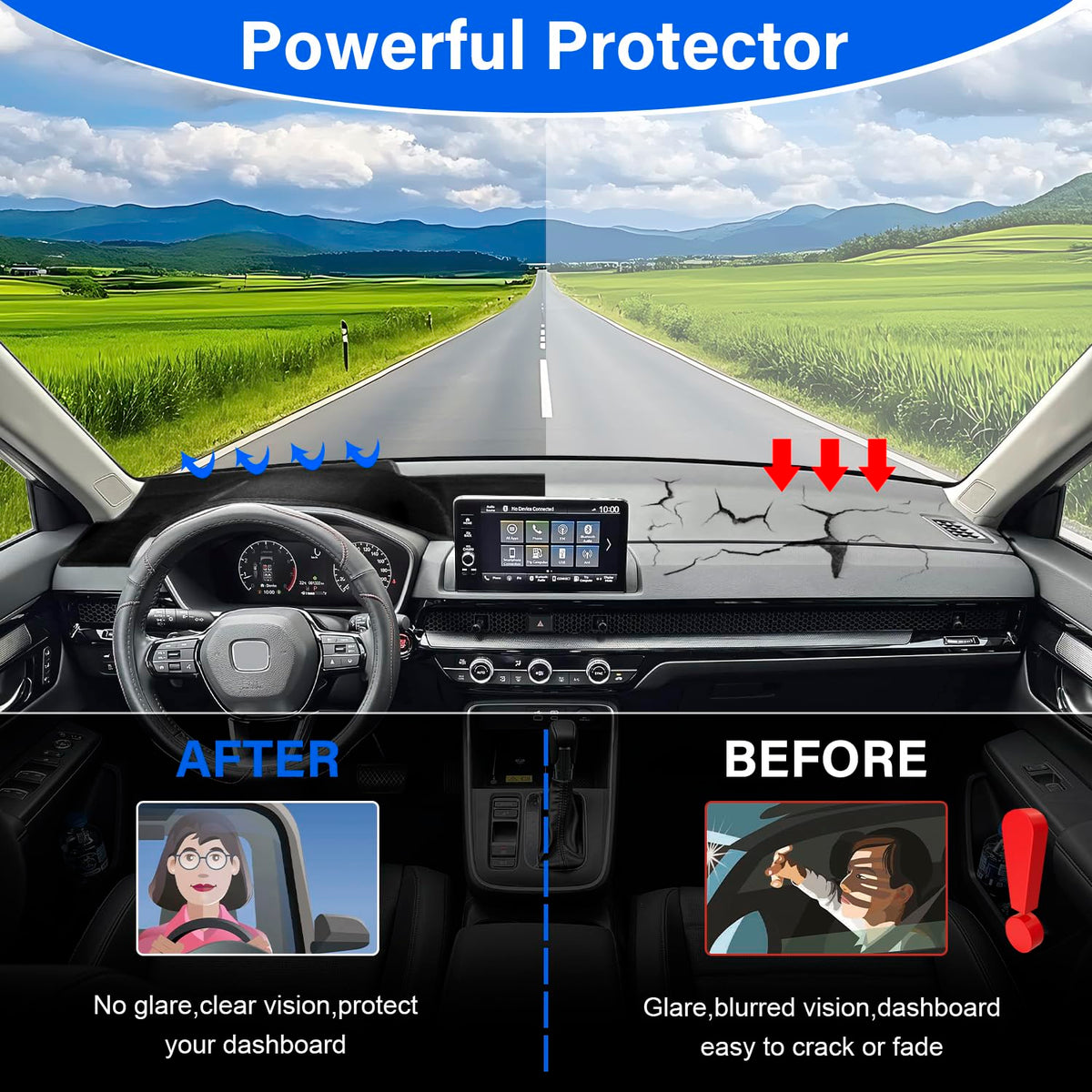 KENTUTO installed on Honda CR-V dashboard reducing glare and protecting dash