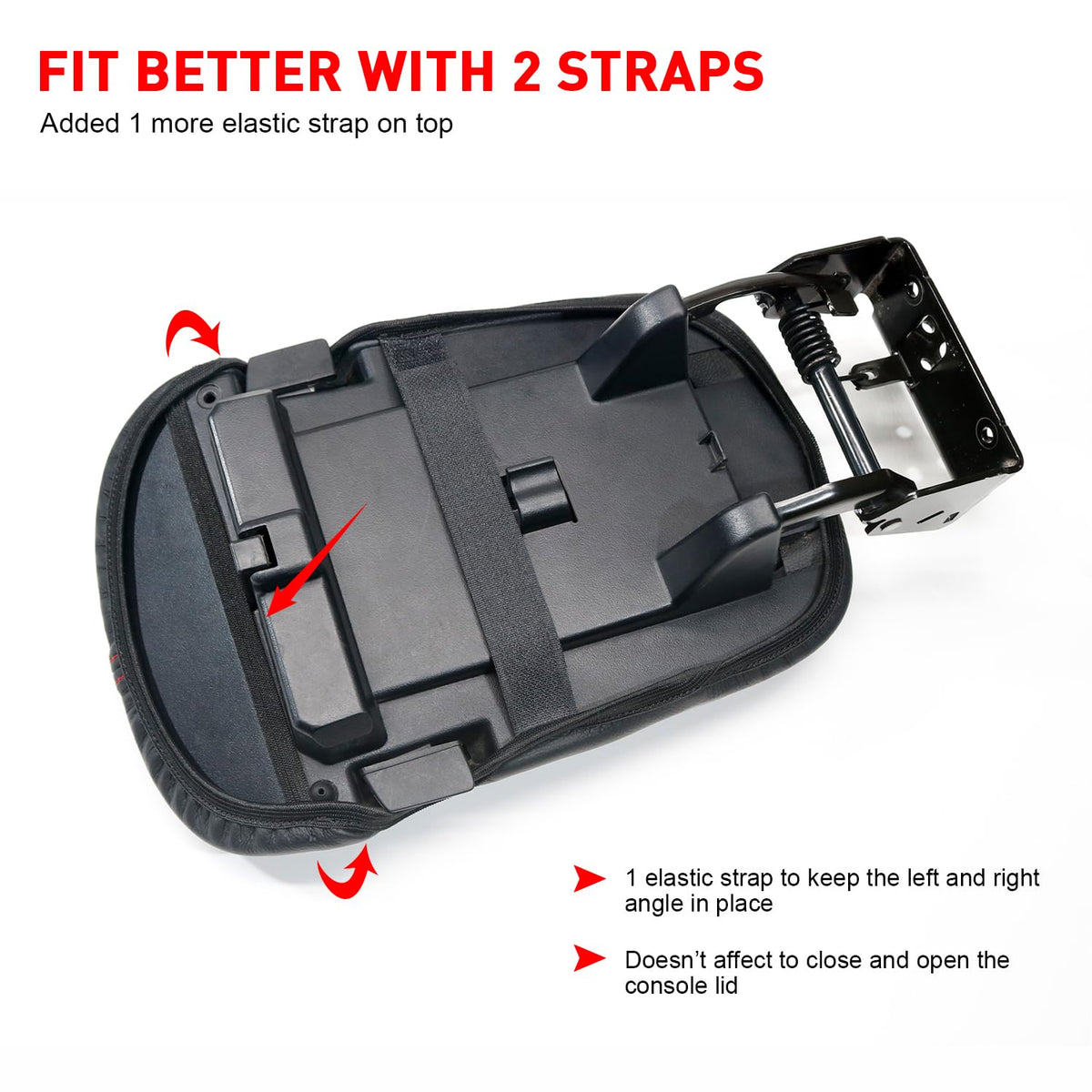 KENTUTO size comparison showing scale on Mustang armrest for correct fit