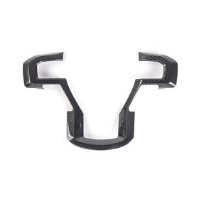 Keptrim front view of steering wheel cover showing sleek carbon fiber look and protection