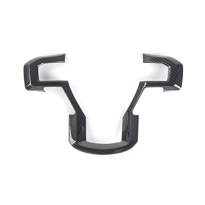 Keptrim front view of steering wheel cover showing sleek carbon fiber look and protection