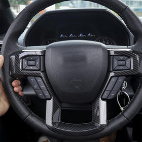 Keptrim installed on Ford F-150 steering wheel showcasing upgraded interior appearance