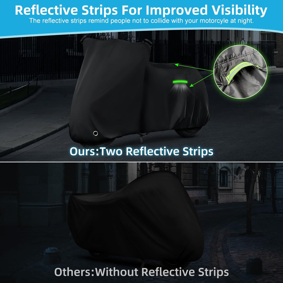KERANTY elastic hem and buckle close-up securing cover in windy conditions