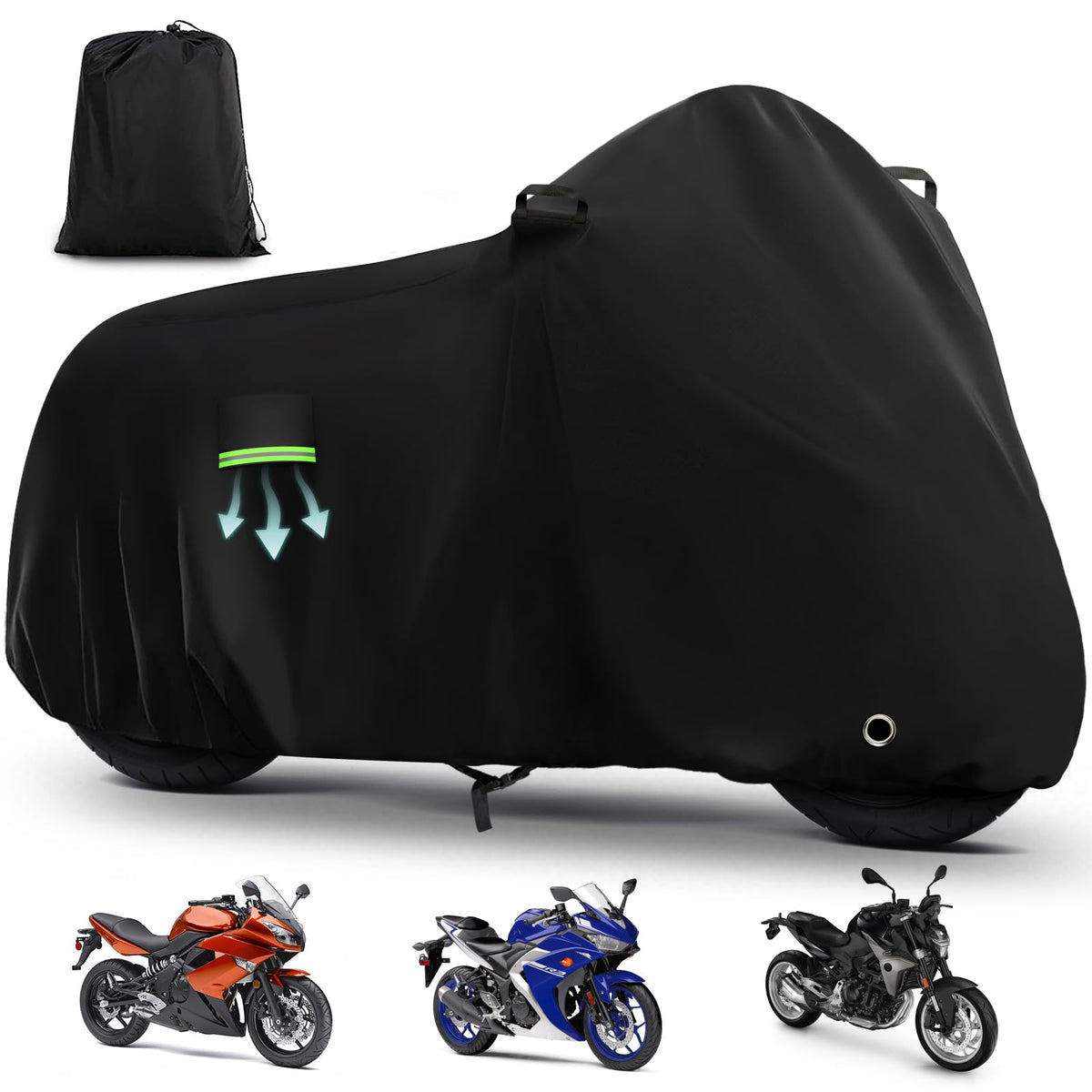 KERANTY front view on bike showing full coverage and secure fit