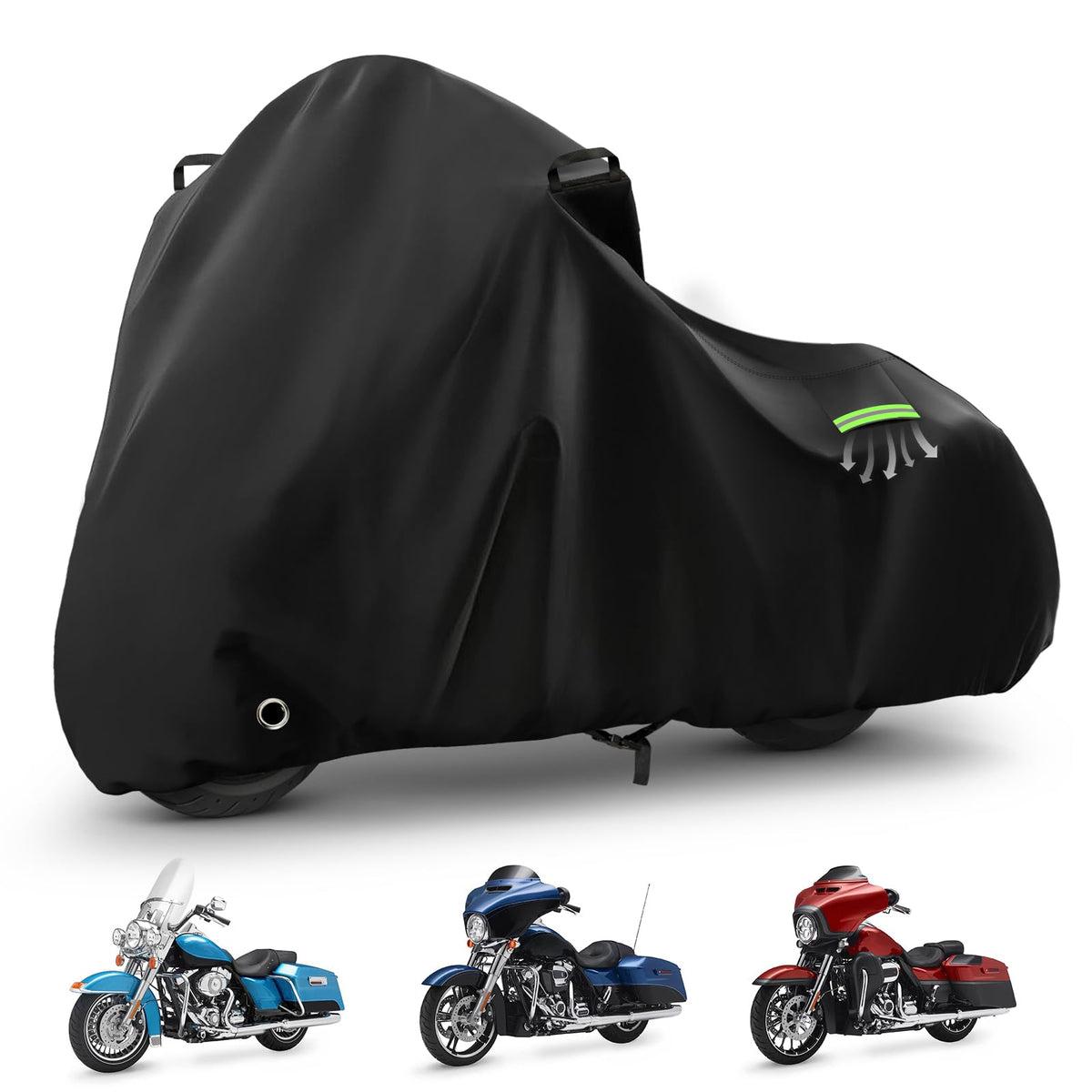 KERANTY front view on touring motorcycle shows full coverage and protection