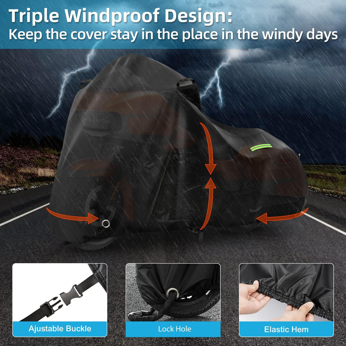 KERANTY windproof buckle and elastic hem secure cover in strong wind