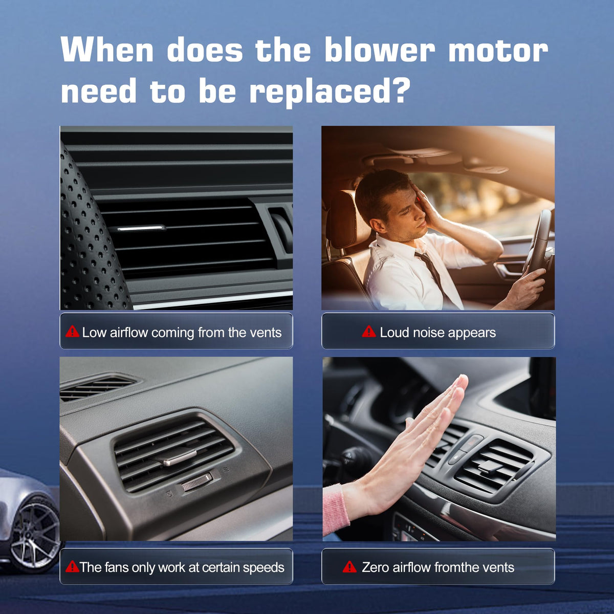 KERBIY blower motor airflow demo showing improved vent air delivery
