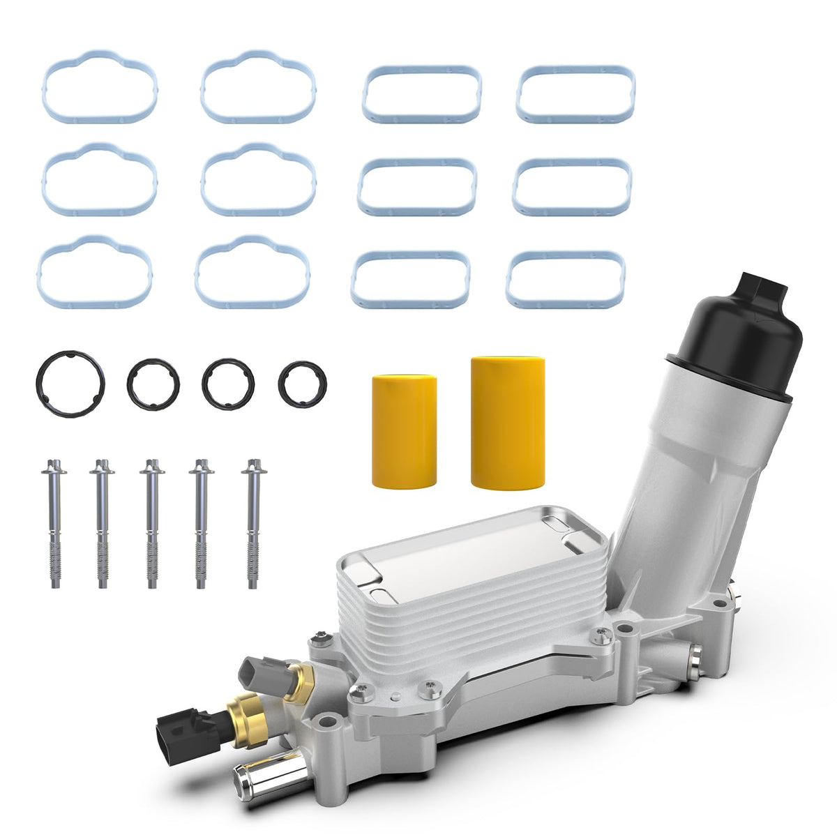 keriolee front view of aluminum oil cooler showing durable construction and fit