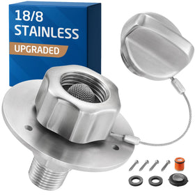KES front view of inlet showing durable stainless construction and leak protection
