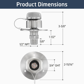 KES laid-out package contents showing inlet, extra valve, and spare filter
