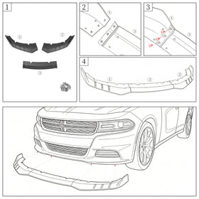 KETAI front lip installed on Dodge Charger showing sportier appearance