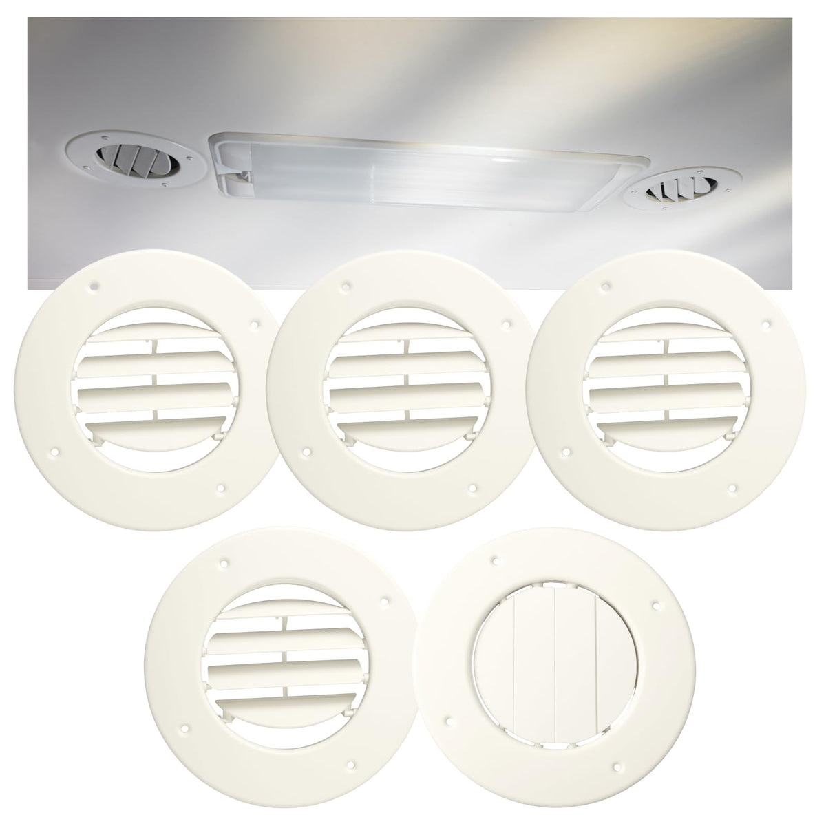 Ketofa front view of white vent cover showing clean factory look and easy replacement