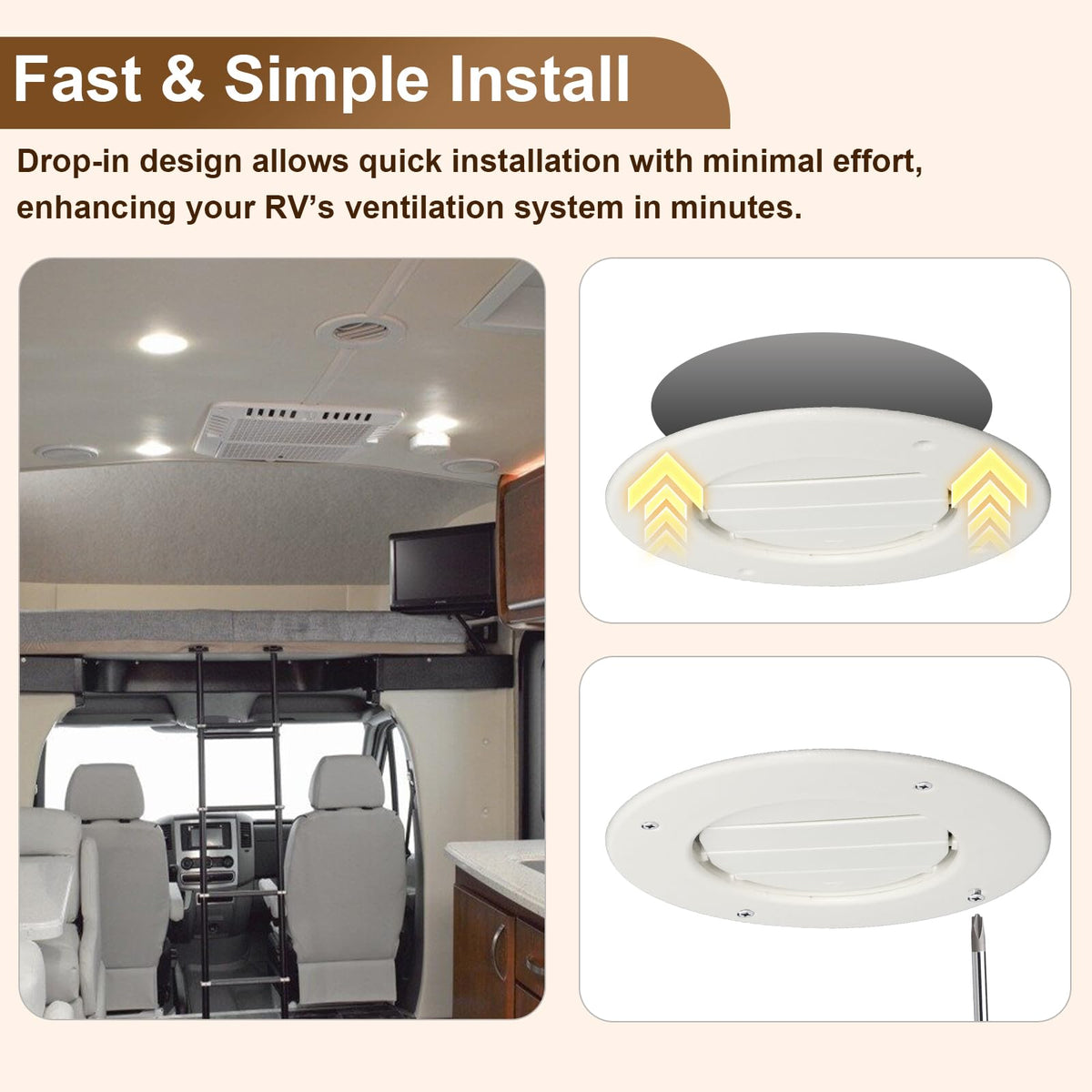 Ketofa vent installed in RV ceiling interior showing improved ventilation comfort