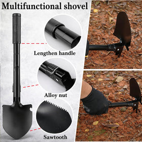 kewen folding e-tool shovel shown folded and extended for compact versatility