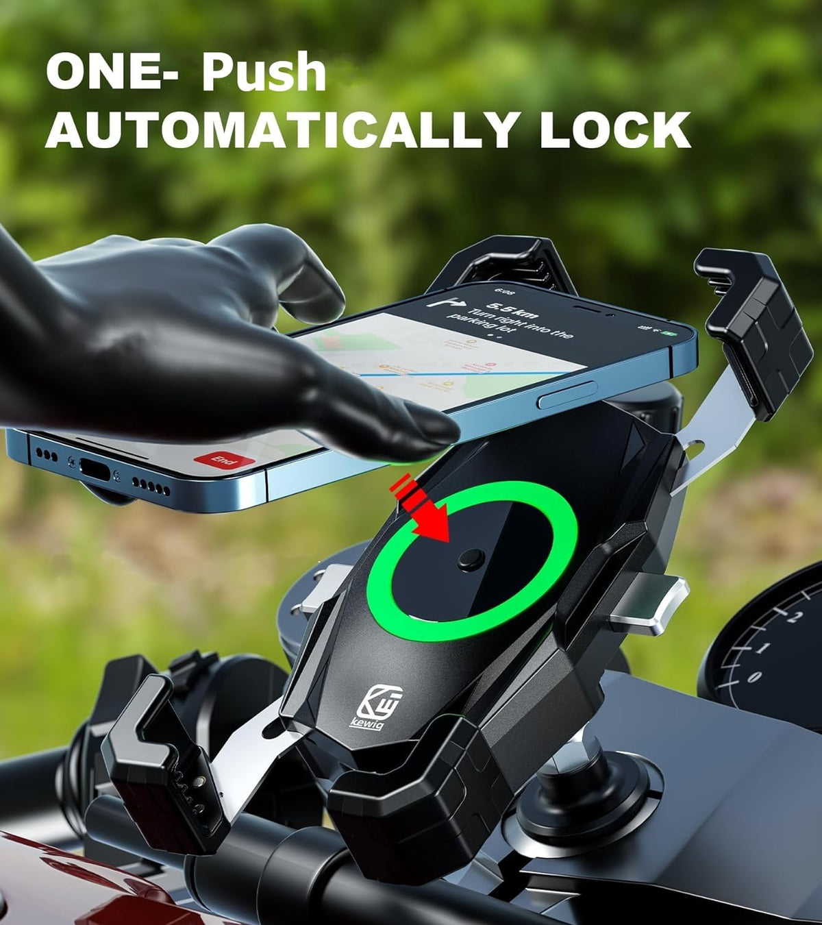 Kewig closeup of one‑second lock and quick release for fast single‑hand use