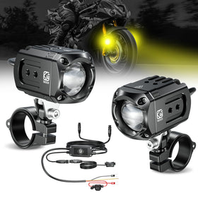 Kewig front-facing dual-color spotlight showing bright beam reach