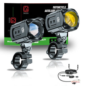 Kewig front view driving spotlight showing compact housing and bright beam benefit visibility