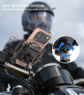 Kewig installed on motorcycle handlebar demonstrating stable ride-ready placement