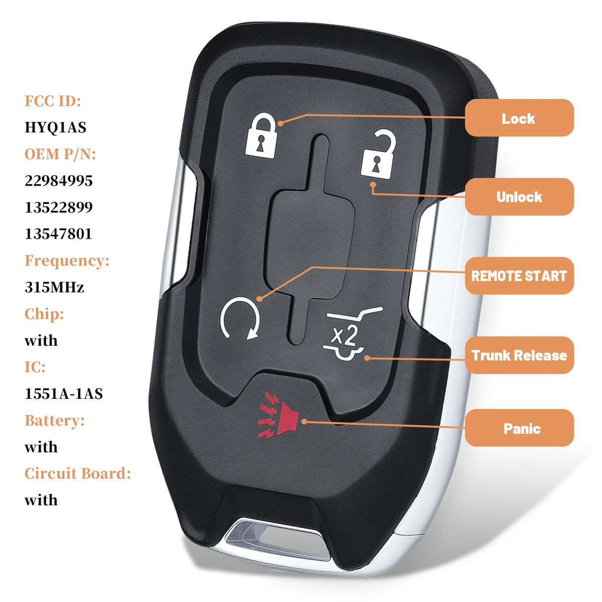 KEYECU back shell close-up with label showing FCC ID and fit confirmation benefit