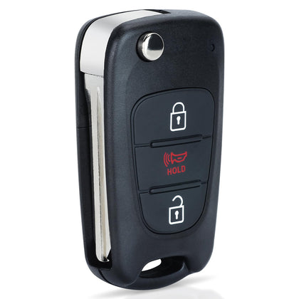 Keyecu front view of replacement Kia Soul fob showing buttons and benefits