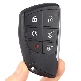 Keyecu front view of remote showing six-button layout and clear labeling, reliable replacement