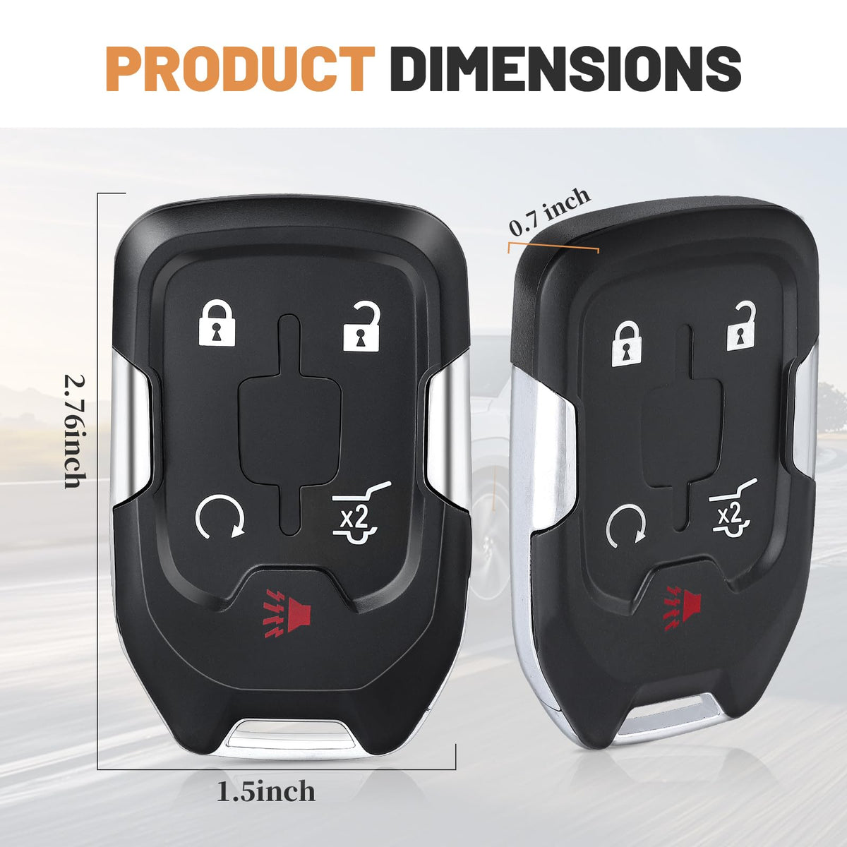KEYECU remote held in hand to show scale and comfortable pocket fit benefit